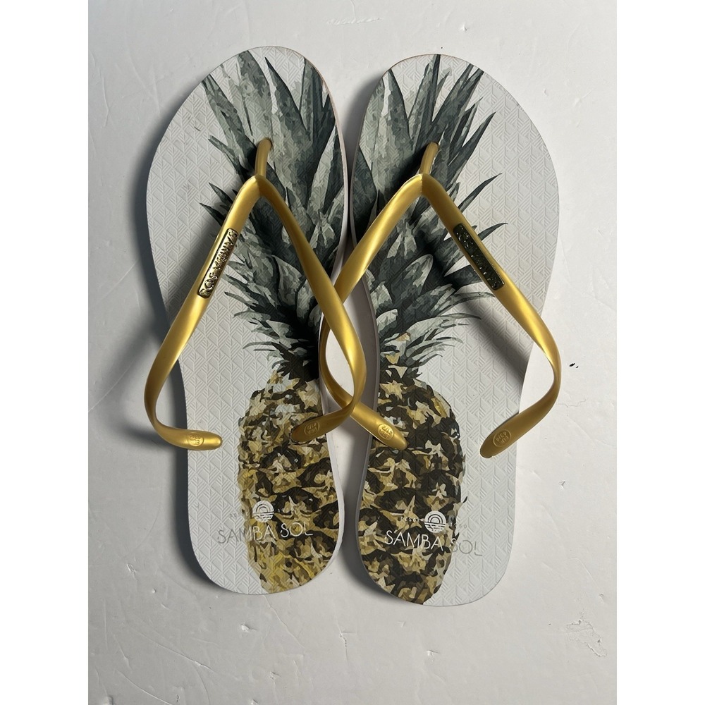 Samba sol Womens‎ Beach Flip Flops Pineapple Size 11-12